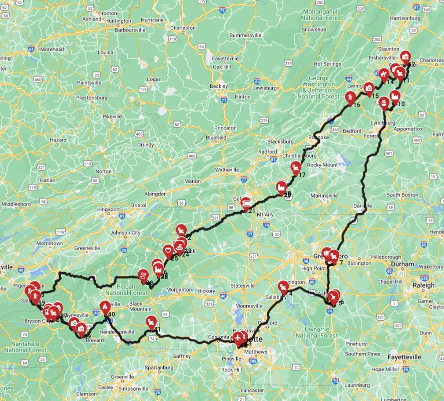 Charlotte Round Trip - Blue Ridge Highway to the Smoky Mountains